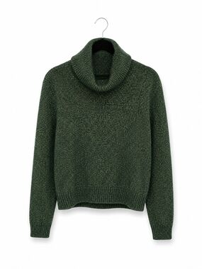 Mango Dark Green Metallic Turtleneck Sweater